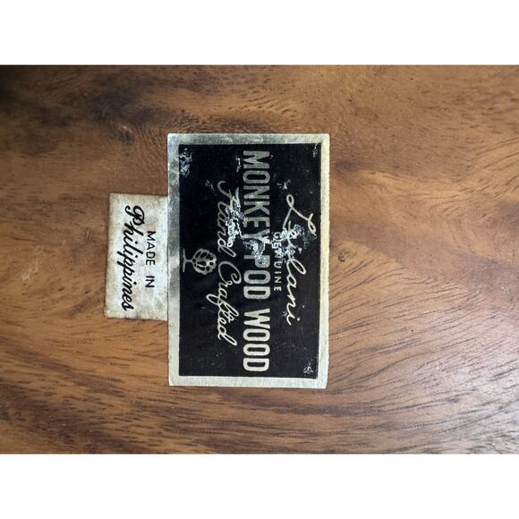 Genuine Monkey Pod Wood Bowl Leaf Shaped Divided Hand Crafted Philippines Boho - Picture 10 of 10